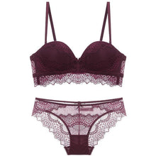 Load image into Gallery viewer, Anti-Slip Half Cup Push-Up Lingerie Set - YOVEN FASHION
