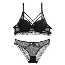 Load image into Gallery viewer, Cotton and Lace Embroidery Push-Up Lingerie Set - YOVEN FASHION
