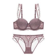 Load image into Gallery viewer, Deep-V Lace Push-Up Lingerie Set - YOVEN FASHION
