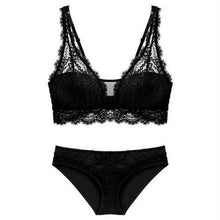 Load image into Gallery viewer, Jacquard and Lace Breathable Sexy Lingerie Set Black / 80A - YOVEN FASHION
