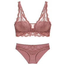 Load image into Gallery viewer, Jacquard and Lace Breathable Sexy Lingerie Set Burgundy / 80A - YOVEN FASHION
