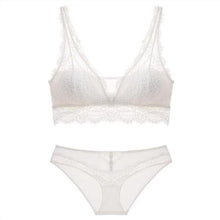 Load image into Gallery viewer, Jacquard and Lace Breathable Sexy Lingerie Set White / 80A - YOVEN FASHION
