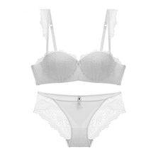 Load image into Gallery viewer, Lace and Cotton Push-Up Lingerie Set White / 80C - YOVEN FASHION
