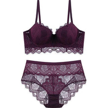 Load image into Gallery viewer, Lace and Patterned Sexy Push-Up Lingerie Set - YOVEN FASHION
