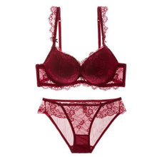 Load image into Gallery viewer, Lacy and Comfortable Push-Up Lingerie Set Burgundy / 75A - YOVEN FASHION
