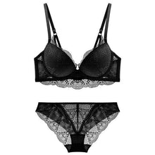 Load image into Gallery viewer, Lacy and Comfortable Sexy Push-Up Lingerie Set Black / 85C - YOVEN FASHION
