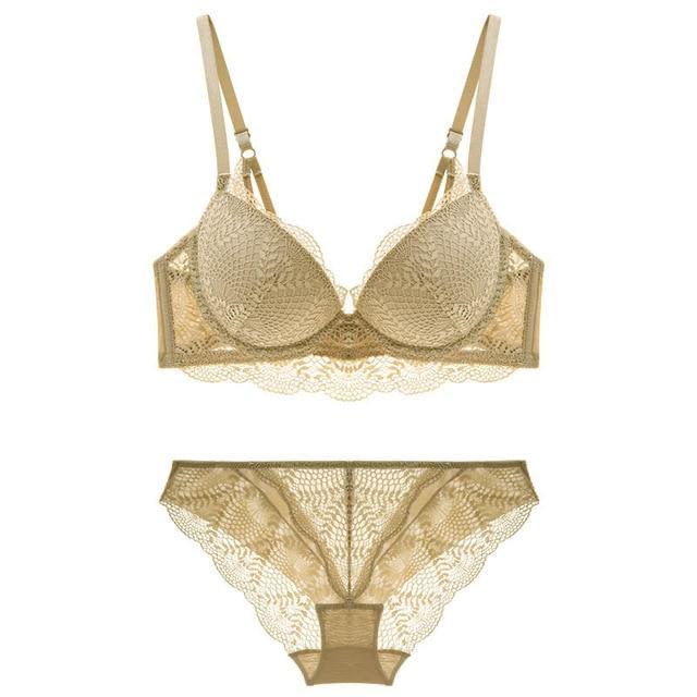 Lacy and Comfortable Sexy Push-Up Lingerie Set Yellow / 85C - YOVEN FASHION