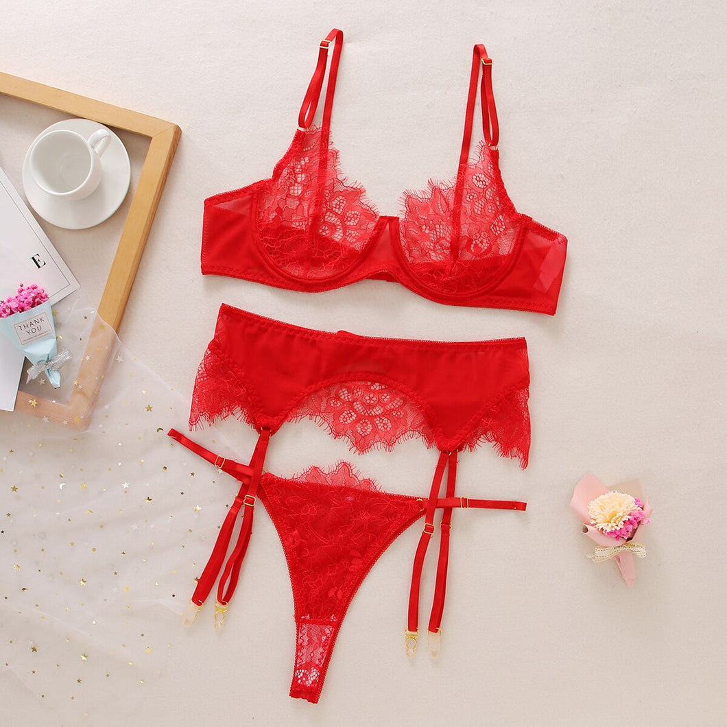Layla Lingerie Set - Red Red / S - YOVEN FASHION
