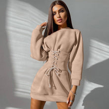 Load image into Gallery viewer, Liliana Sweater Mini Dress Khaki / L - YOVEN FASHION
