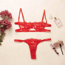 Load image into Gallery viewer, Low Cut Sheer Push-Up Lingerie Set (3/4 Cup) - YOVEN FASHION

