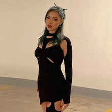Load image into Gallery viewer, Maria Long Sleeve Mini Dress - Black - YOVEN FASHION
