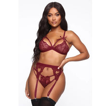 Load image into Gallery viewer, Push-Up 3 Piece Lingerie Set Burgundy / S - YOVEN FASHION
