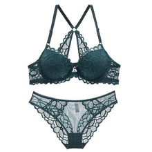 Load image into Gallery viewer, Sexy Front Closure Push-Up Lingerie Set Green / 70A - YOVEN FASHION
