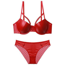 Load image into Gallery viewer, Sexy Leather Push-Up Lingerie Set Red / 70B - YOVEN FASHION
