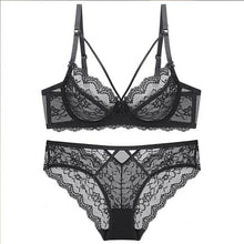 Load image into Gallery viewer, Sexy Transparent Lingerie Set with Plus Size and Lacy Black / 70A - YOVEN FASHION
