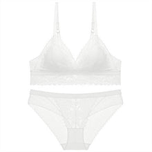 Load image into Gallery viewer, Wireless and Lacy Seamless Sexy Push-Up Lingerie Set White / L - YOVEN FASHION
