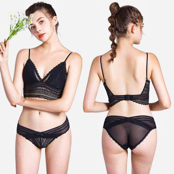Wireless and Underwire Lingerie Set Black / M - YOVEN FASHION